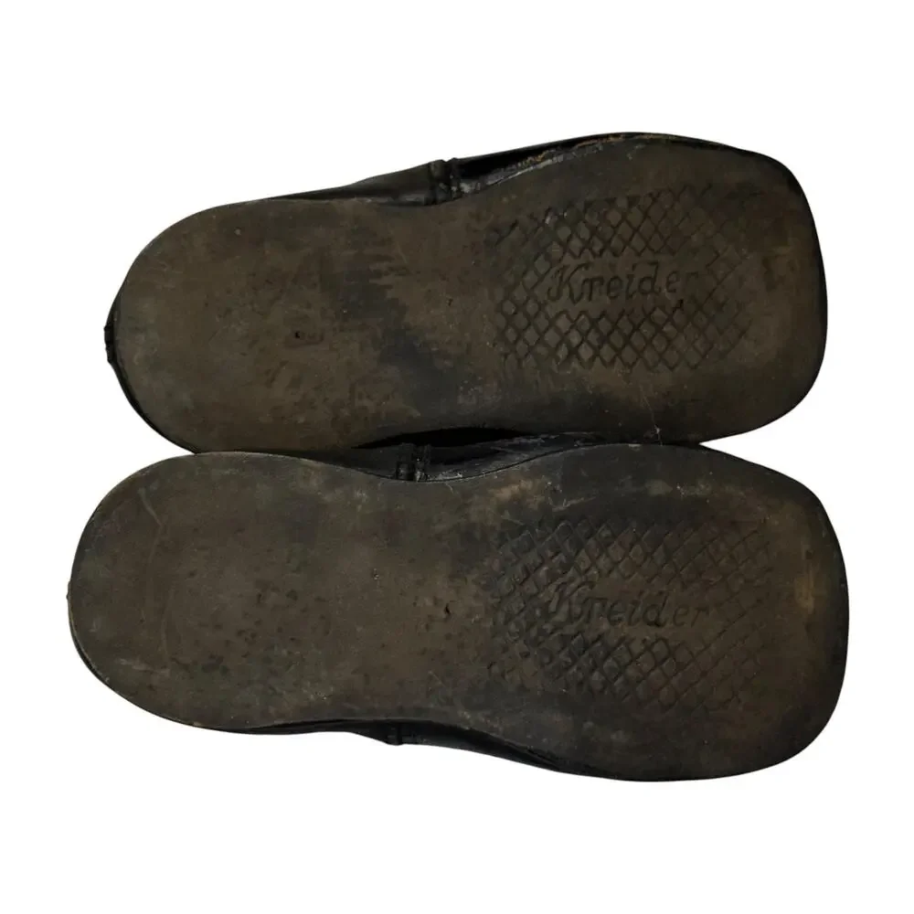 Antique Kreider Black Leather Baby Mary Jane Shoes Vintage